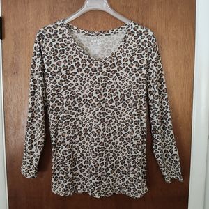Terra & Sky Leopard Print Long Sleeve Top Women's size 1X (16/18)